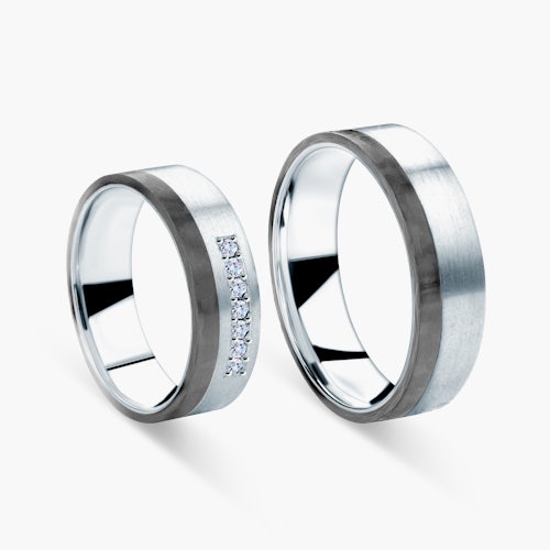 Obrączki ślubne: carbon, tytan, płaskie, 6 mm